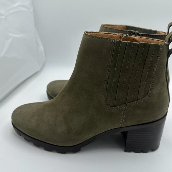 Vionic Wilma Olive Nubuck Ankle Boots Waterproof Size EU 40 / US 8.5 Chunky Heel - Picture 10 of 12